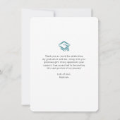 Blauw Afstuderen Foto Bold Arch Script Modern Bedankkaart (Achterkant)