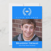 Blauw Afstuderen Foto Classic Elegant Kaart (Voorkant)