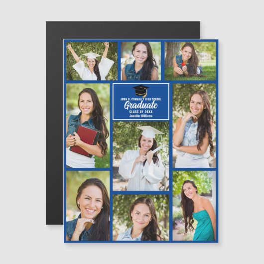 Blauw Afstuderen Foto Collage Afstuderen Magneet K (Voorkant / Achterkant)