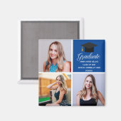 Blauw Afstuderen Foto Collage Cute 2023 Afstuderen Magneet (Voorkant / Achterkant)