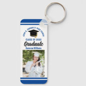 Blauw Afstuderen Foto gepersonaliseerd 2024 Afstud Sleutelhanger (Achterkant)