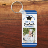Blauw Afstuderen Foto gepersonaliseerd 2024 Afstud Sleutelhanger (Voorkant)
