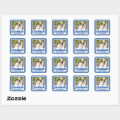Blauw Afstuderen Foto Gepersonaliseerd Afstuderen Vierkante Sticker (Vel)