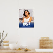 Blauw Afstuderen Foto vet Typografie minimalistisc Poster (Keuken)