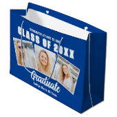 Blauw Afstuderen Fotocollage 2025 Afstuderen Groot Cadeauzakje (Voorkant Gekanteld)