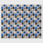 Blauw Afstuderen Fotocollage Klasse van 2025 Afstu Cadeaupapier (Vlak)