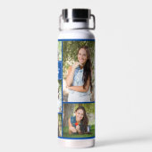 Blauw Afstuderen Fotocollage Modern Afstuderen Waterfles (Achterkant)