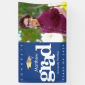 Blauw afstuderen fotogoud pet gedurfd modern eenvo spandoek (Verticaal)