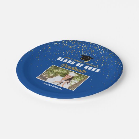 Blauw Afstuderen Fotoklas van 2025 Graduation Part Papieren Bordje (Gekanteld)