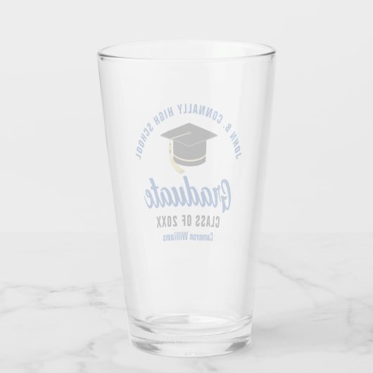 Blauw Afstuderen gepersonaliseerd 2025 afstudeerfe Glas (Achterkant)