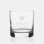 Blauw afstuderen gepersonaliseerde afgestudeerde n whisky glas (Achterkant)