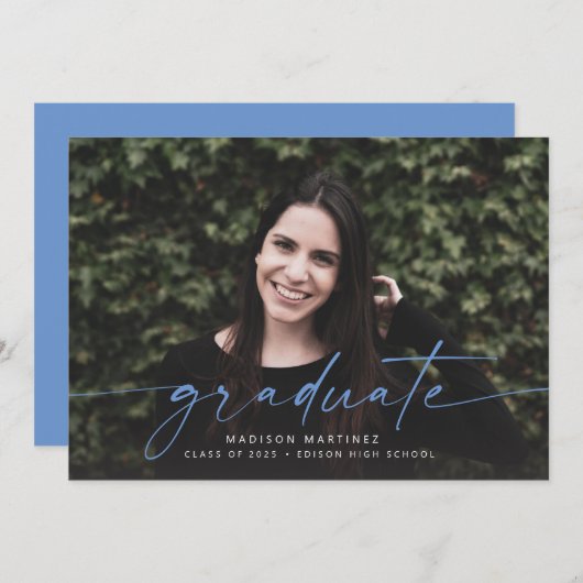 Blauw Afstuderen het Afstuderen van het Manuscript Kaart (Voorkant / Achterkant)