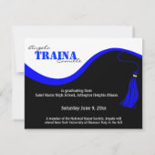 Blauw Afstuderen Horizontale Fotouitnodiging Kaart (Achterkant)