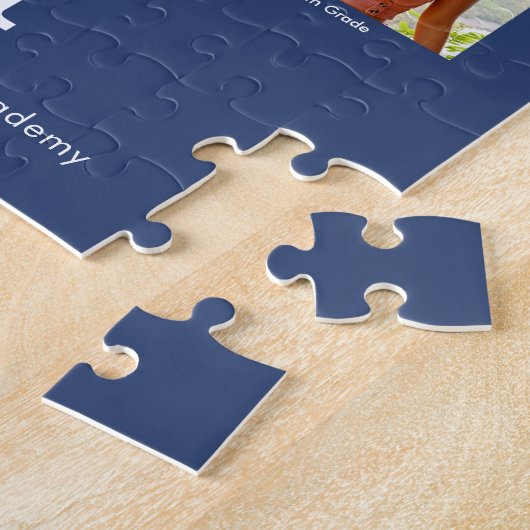 Blauw Afstuderen K-12 Fotocollage Modern Bold Legpuzzel (Zijkant)