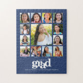 Blauw Afstuderen K-12 Fotocollage Modern Bold Legpuzzel (Verticaal)