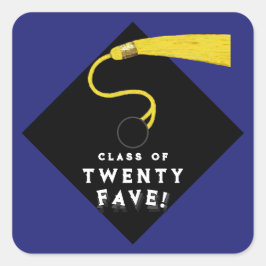 Blauw Afstuderen Klasse 25 Vierkante Sticker