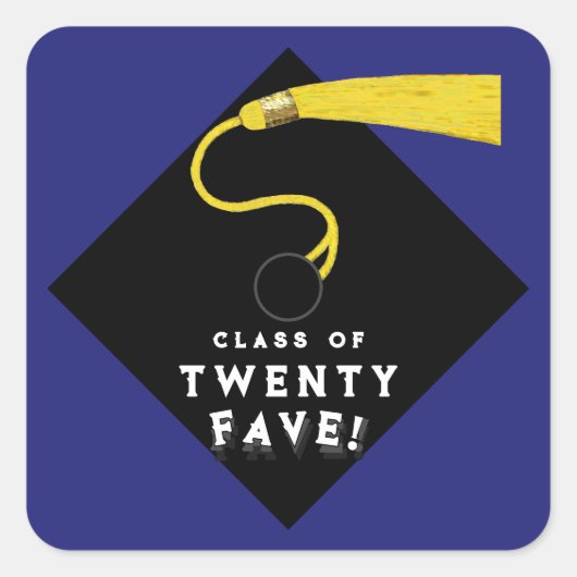 Blauw Afstuderen Klasse 25 Vierkante Sticker (Voorkant)