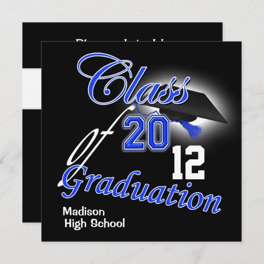 Blauw afstuderen "klasse van" sjabloon PERSONALIZE Kaart (Voorkant / Achterkant)