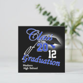 Blauw afstuderen "klasse van" sjabloon PERSONALIZE Kaart (Staand voorkant)