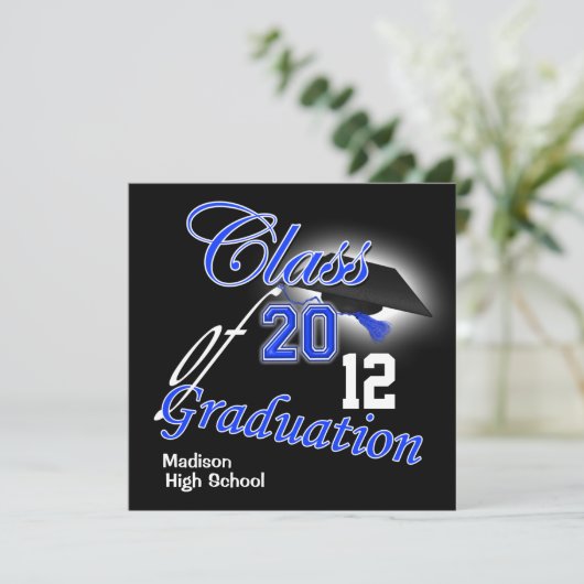Blauw afstuderen "klasse van" sjabloon PERSONALIZE Kaart (Staand voorkant)