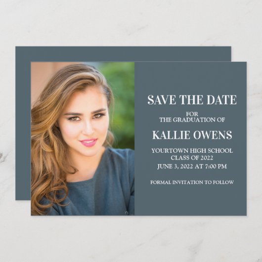 Blauw Afstuderen Opslaan Datum bekendmaking Foto (Voorkant / Achterkant)