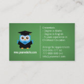 Blauw Afstuderen Owl, persoonlijke trouwerij of le Visitekaartje (Achterkant)