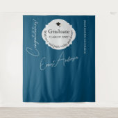 Blauw Afstuderen Proficiat Afstuderen Achtergrond Wandkleed (Voorkant)