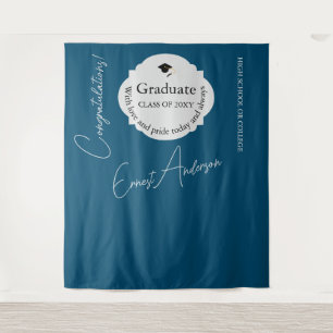 Blauw Afstuderen Proficiat Afstuderen Achtergrond Wandkleed