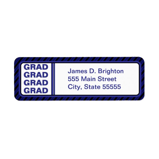 Blauw Afstuderen Retouradreslabels Etiket (Voorkant)
