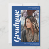 Blauw afstuderen script 3 foto afstuderen kaart (Voorkant)