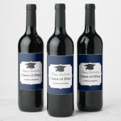 Blauw Afstuderen van 2023 Wijn Etiket (Flessen)