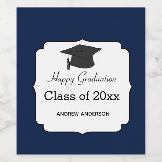 Blauw Afstuderen van 2023 Wijn Etiket (Enkel label)