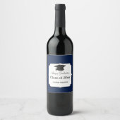 Blauw Afstuderen van 2023 Wijn Etiket (Voorkant)