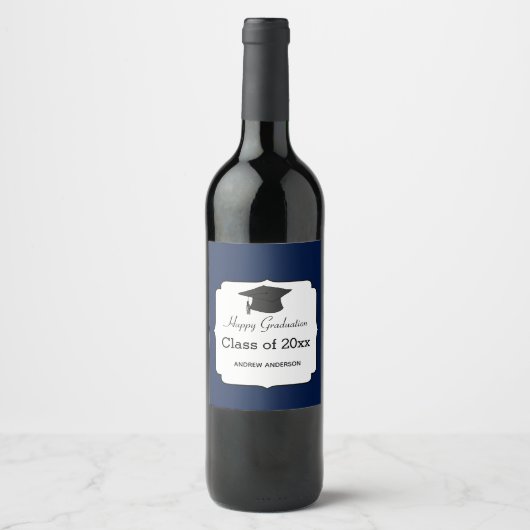Blauw Afstuderen van 2023 Wijn Etiket (Voorkant)
