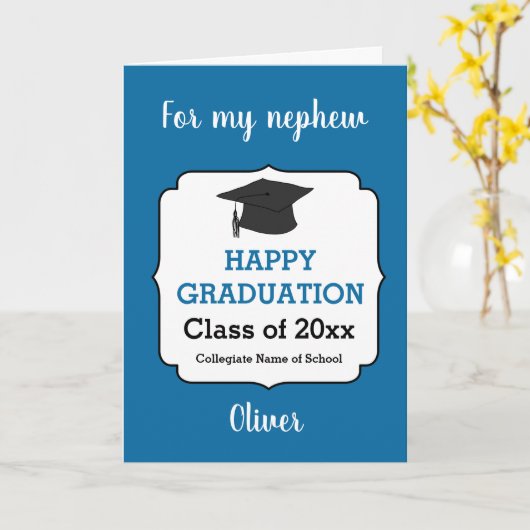 Blauw Afstuderen van 2025 Kaart (Gele Bloem)