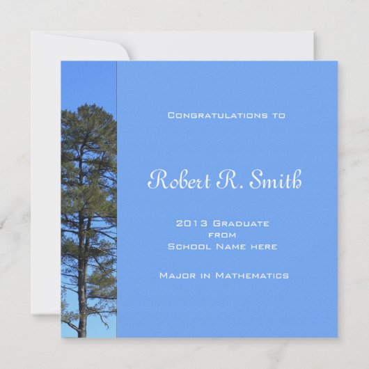 Blauw afstuderen van Evergreen tree Kaart (Achterkant)