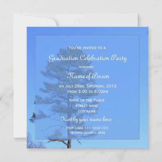 Blauw afstuderen van Evergreen tree Kaart (Voorkant)