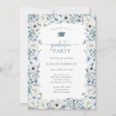 Blauw Afstuderen van Floral Kaart (Voorkant)