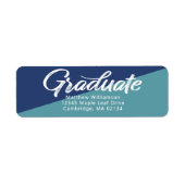 Blauw Afstuderen Vet Script Eenvoudig Modern Adres Etiket (Voorkant)