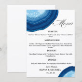 Blauw agaat gesneden huwelijksmenu menu (Voorkant / Achterkant)