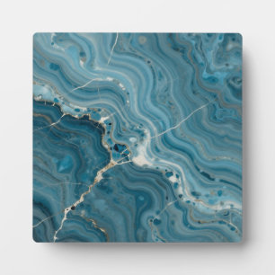Blauw Agaat Goud Ader Marmer Fotoplaat