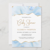 Blauw agaat gouden glitters feestuitnodiging voor (Voorkant)