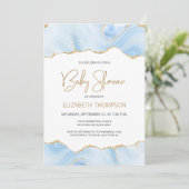 Blauw agaat gouden glitters feestuitnodiging voor (Staand voorkant)