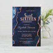 Blauw Agaat Marmer Roos Goud Zoet 16 Kaart (Staand voorkant)