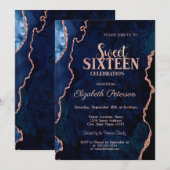 Blauw Agaat Marmer Roos Goud Zoet 16 Kaart (Voorkant / Achterkant)