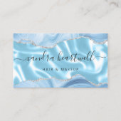 Blauw Agaat Zilver Glitter Luxe Stylist Visitekaartje (Voorkant)