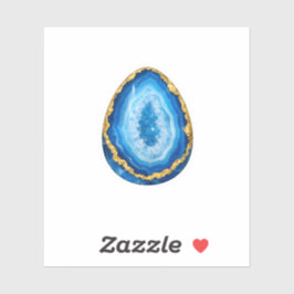 Blauw Agat Kristal Geode Paasei Gouden Rand Sticker