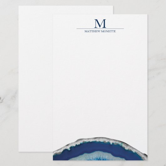 Blauw Agate Briefpapier (Voorkant / Achterkant)