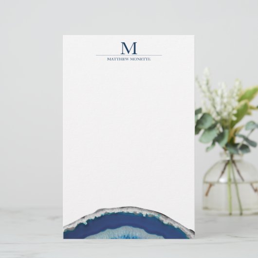 Blauw Agate Briefpapier (Staand voorkant)