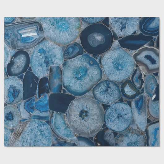 Blauw Agate Cadeaupapier (Vlak)
